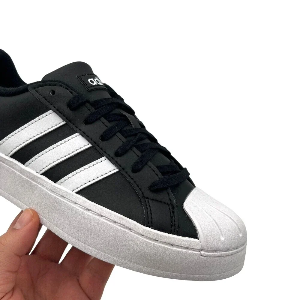 Adidas StreetCheck Youth Boys Girls Sneakers Sz 4 Black‎ White Classic Shell Toe